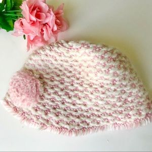Vintage August brand Pink & White Cloche Hat